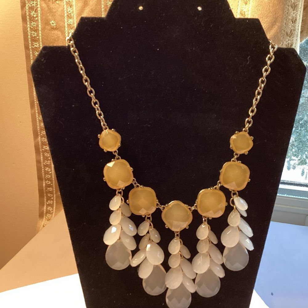 Goldtone Yellow and White Acrylic Necklace
